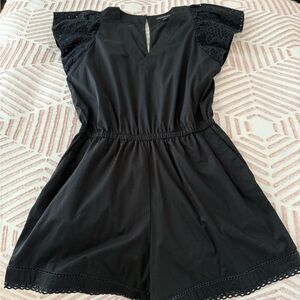 Banana Republic Black Romper with Lace Sleeves